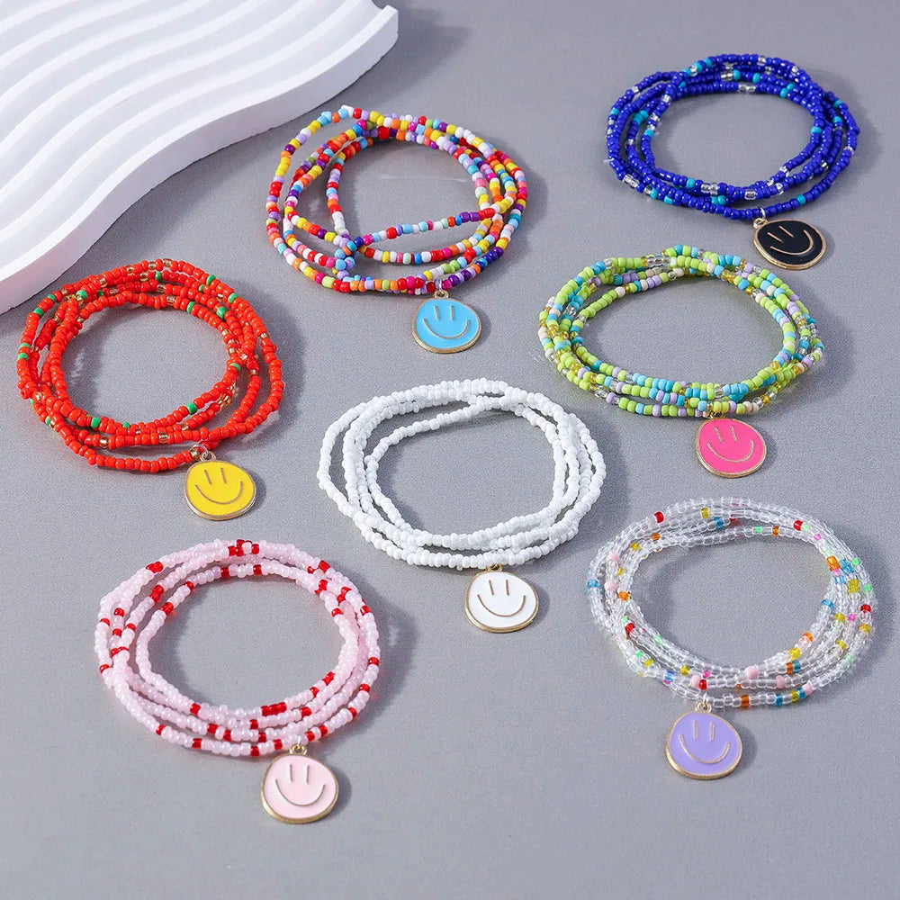Happy Faces 4pc Bracelet Set - 7 Colors - Hello Baabs LLC 