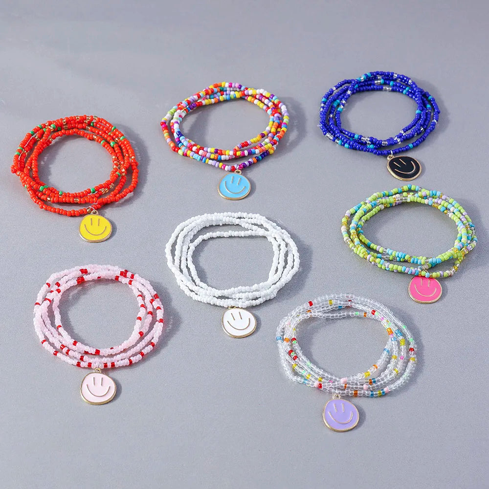 Happy Faces 4pc Bracelet Set - 7 Colors - Hello Baabs LLC 