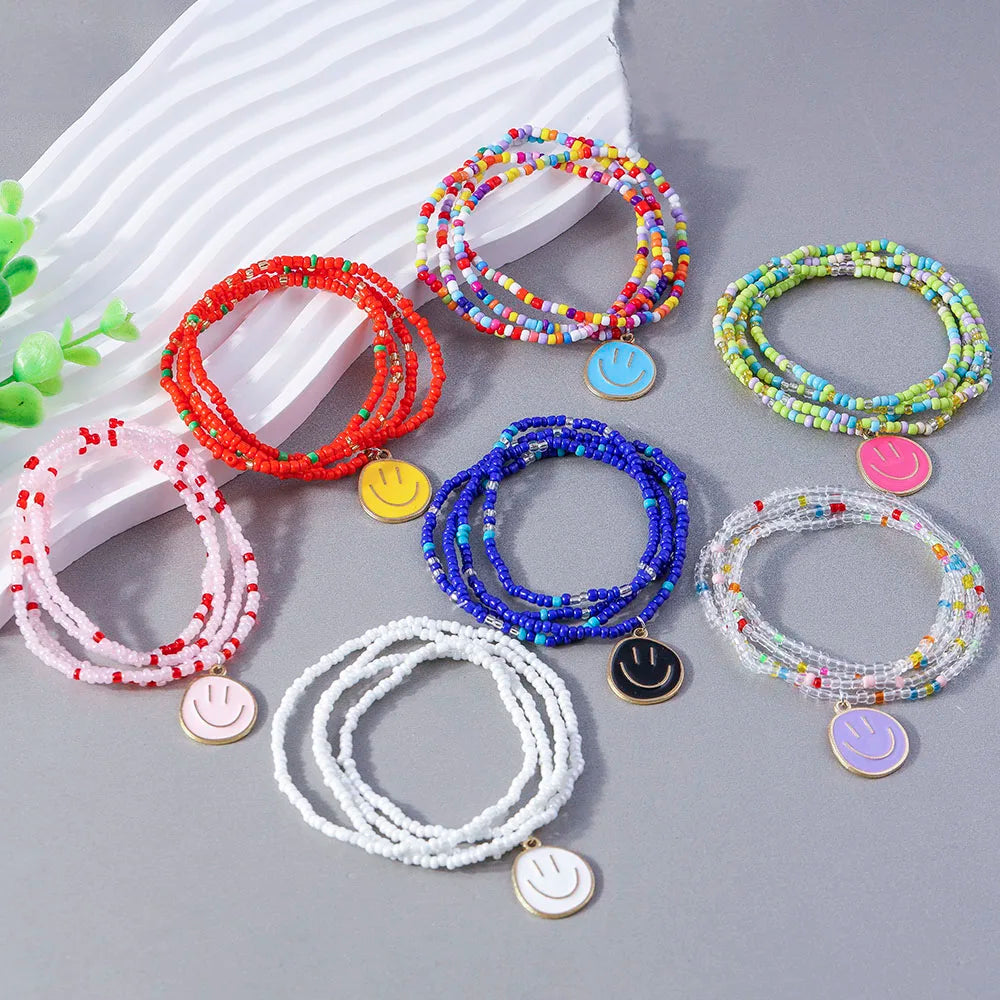 Happy Faces 4pc Bracelet Set - 7 Colors - Hello Baabs LLC 