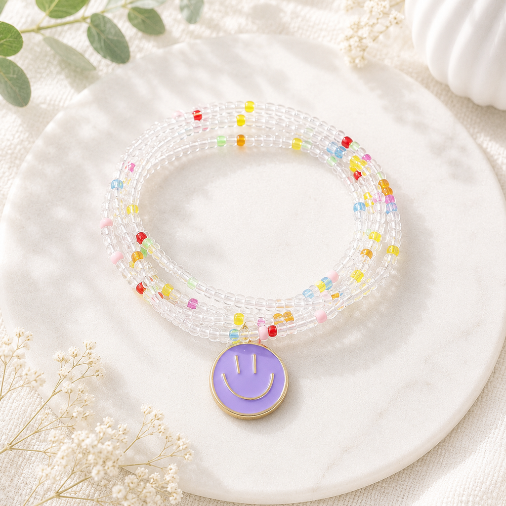 Happy Faces 4pc Bracelet Set - 7 Colors - Hello Baabs LLC 