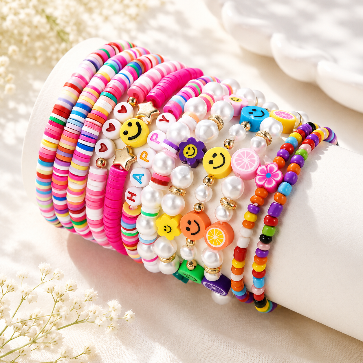 Happy Vibes 12pc Bracelet Bundle - Hello Baabs