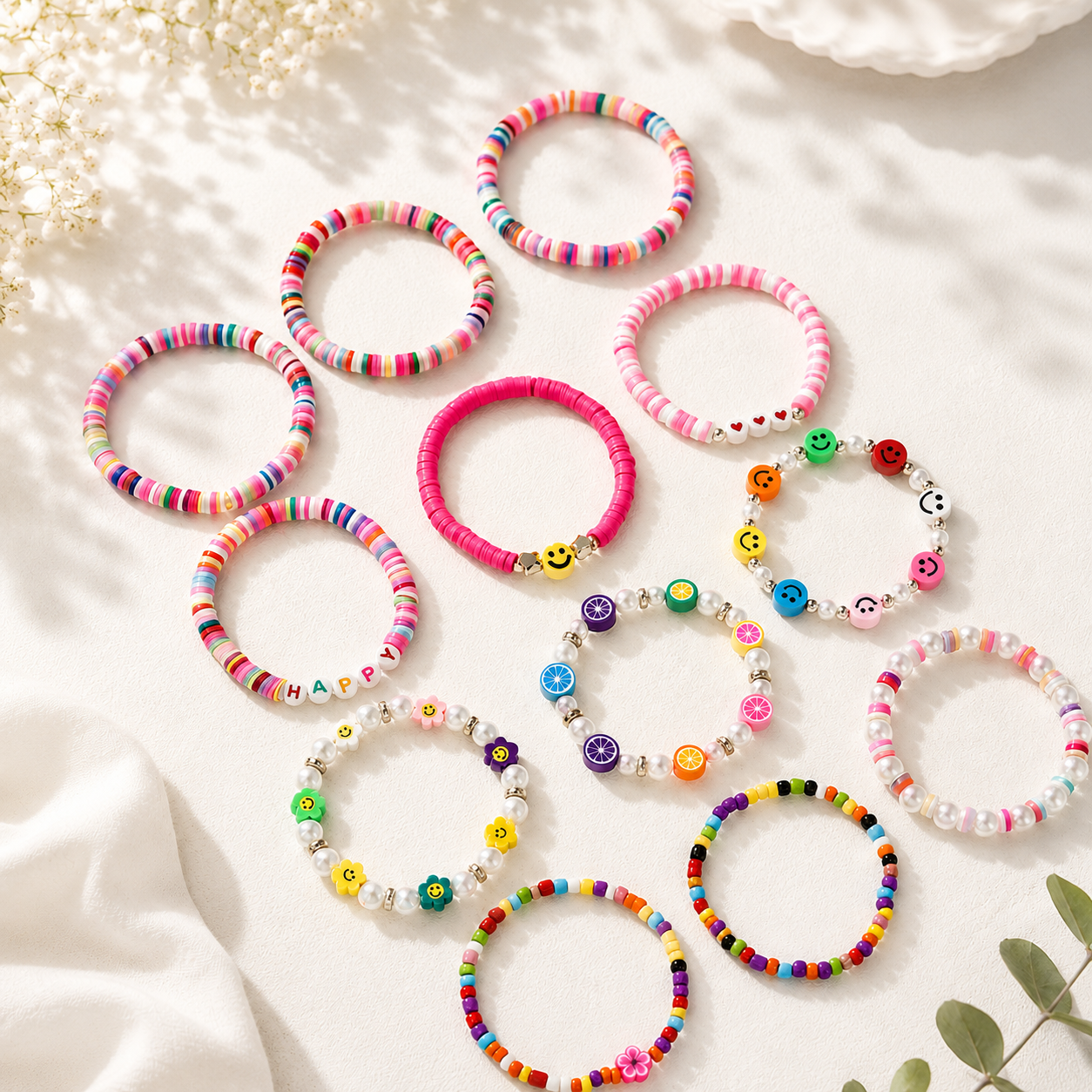 Happy Vibes 12pc Bracelet Bundle - Hello Baabs