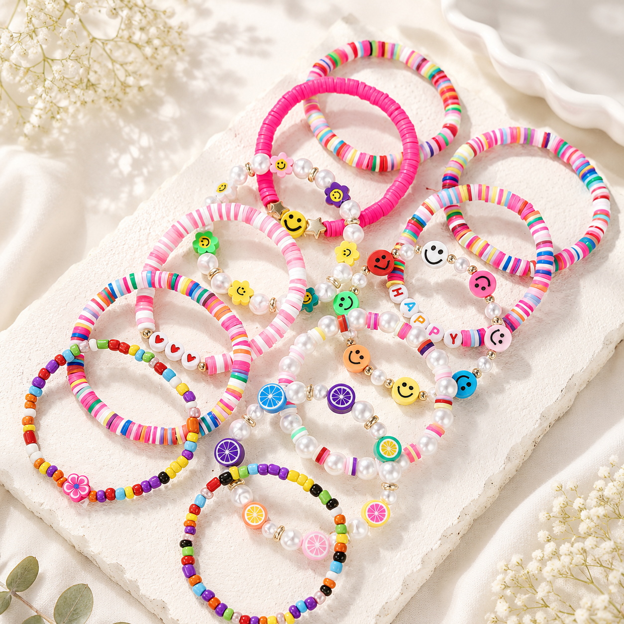 Happy Vibes 12pc Bracelet Bundle - Hello Baabs