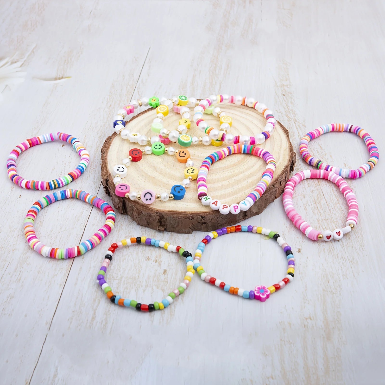 Happy Vibes 12pc Bracelet Bundle - Hello Baabs LLC 