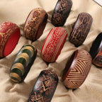Heritage Pattern Wooden Bangle (2.64" diameter) - 8 variants - Hello Baabs LLC 
