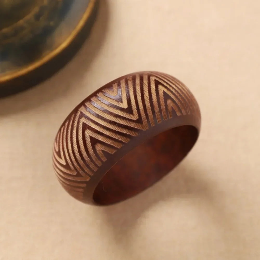 Heritage Pattern Wooden Bangle (2.64" diameter) - 8 variants - Hello Baabs LLC 
