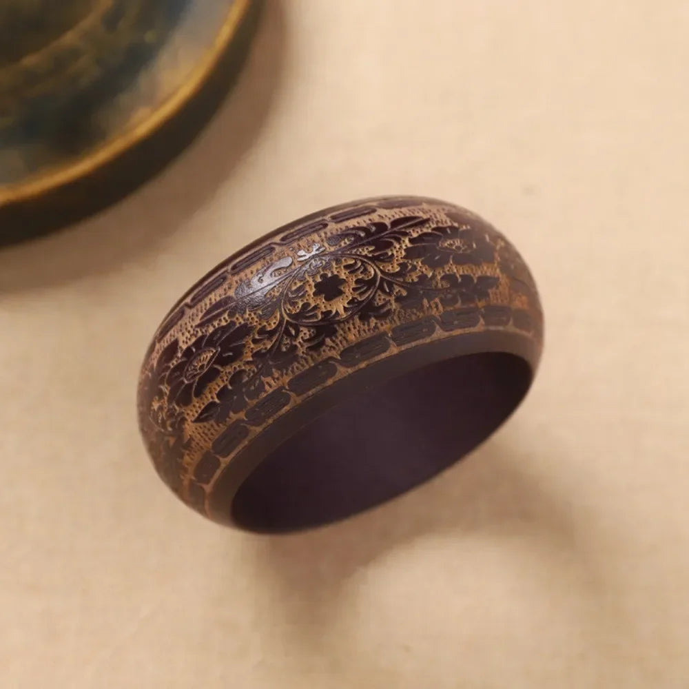 Heritage Pattern Wooden Bangle (2.64" diameter) - 8 variants - Hello Baabs LLC 