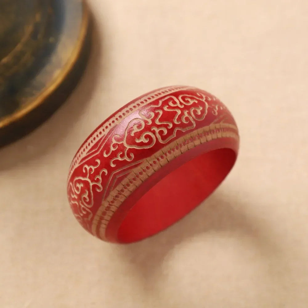 Heritage Pattern Wooden Bangle (2.64" diameter) - 8 variants - Hello Baabs LLC 