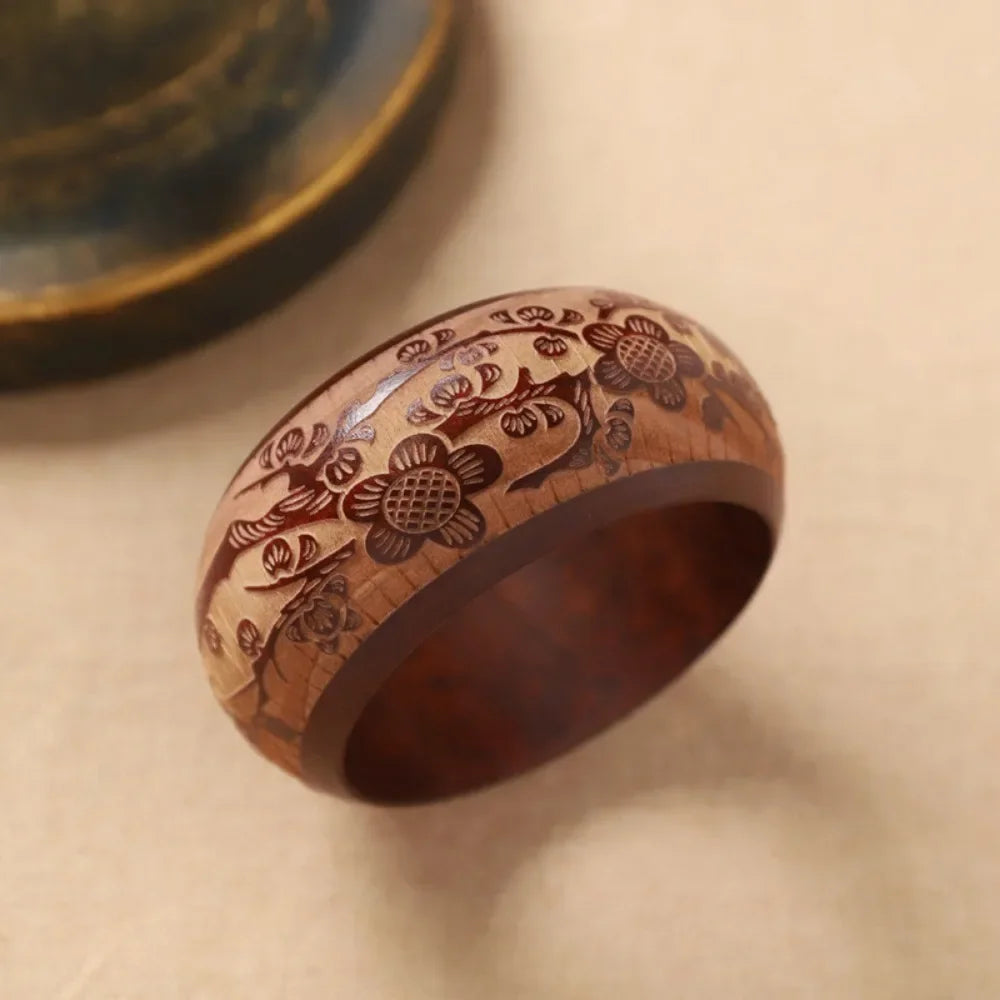 Heritage Pattern Wooden Bangle (2.64" diameter) - 8 variants - Hello Baabs LLC 