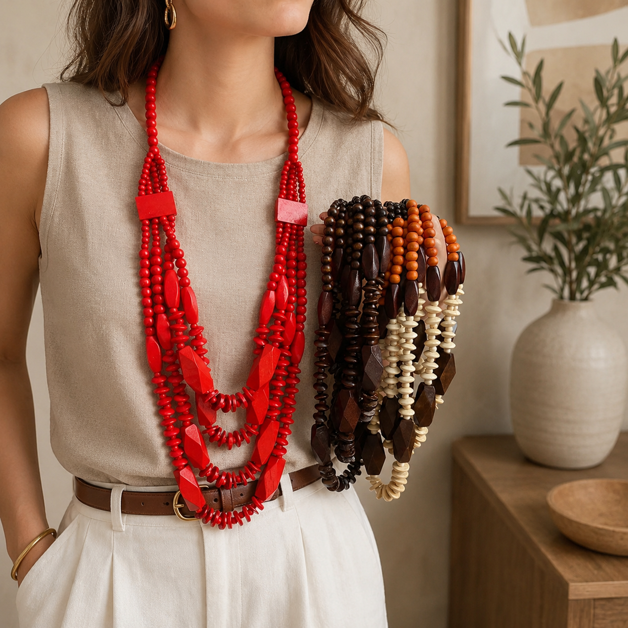 Layered & Loud Wood Necklace - 3 colors - Hello Baabs