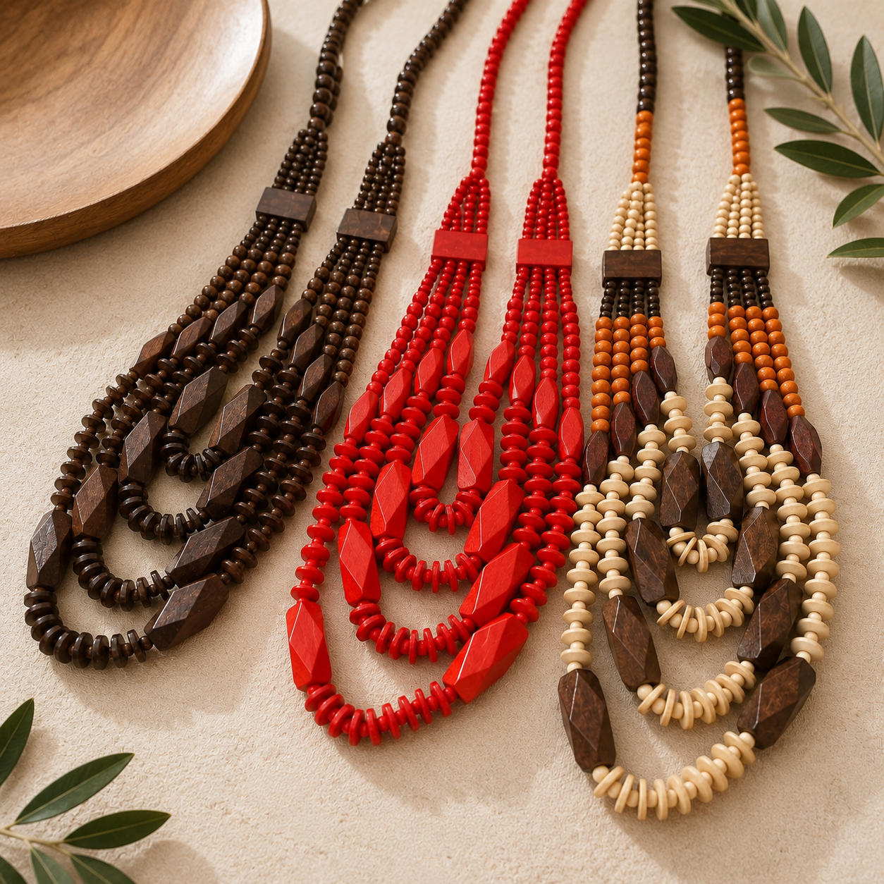 Layered & Loud Wood Necklace - 3 colors - Hello Baabs