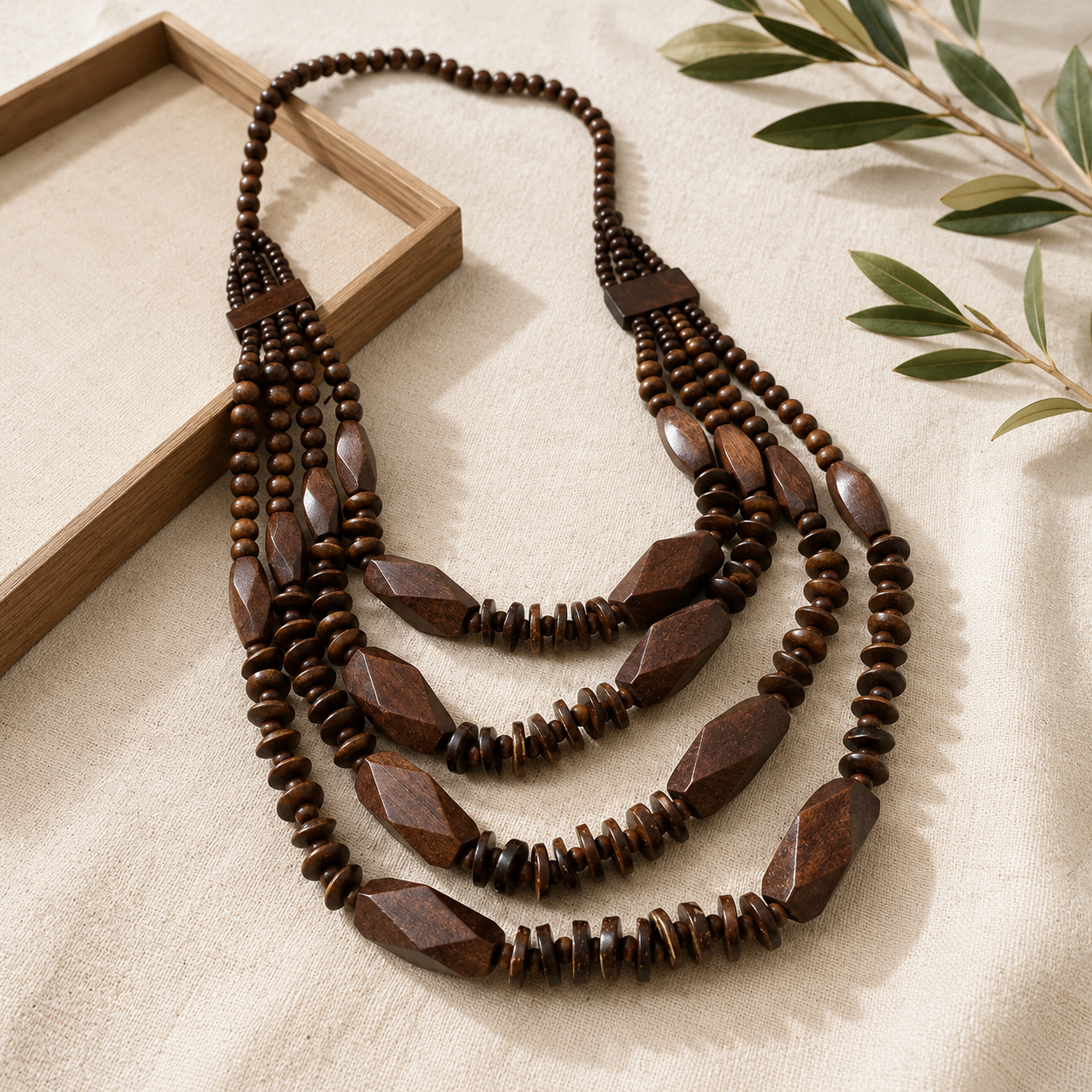 Layered & Loud Wood Necklace - 3 colors - Hello Baabs