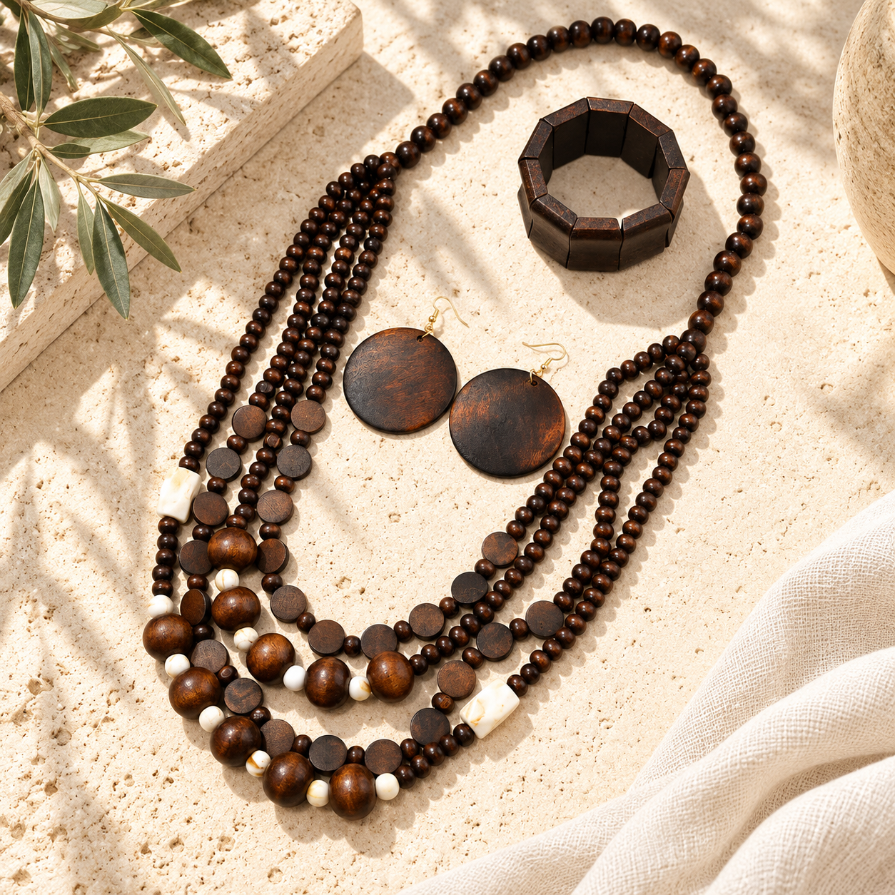 Layered & Unbothered Necklace, Earrings, & Bracelet Set - Hello Baabs
