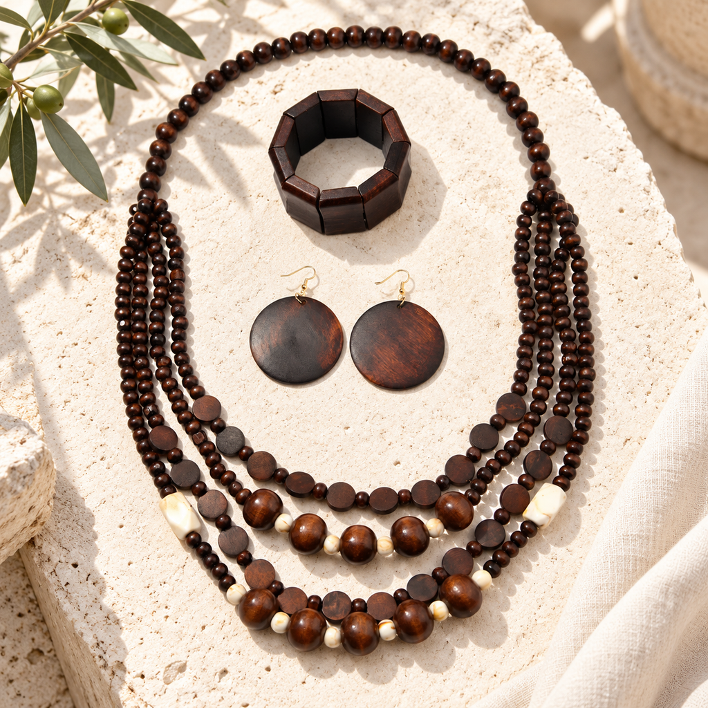 Layered & Unbothered Necklace, Earrings, & Bracelet Set - Hello Baabs
