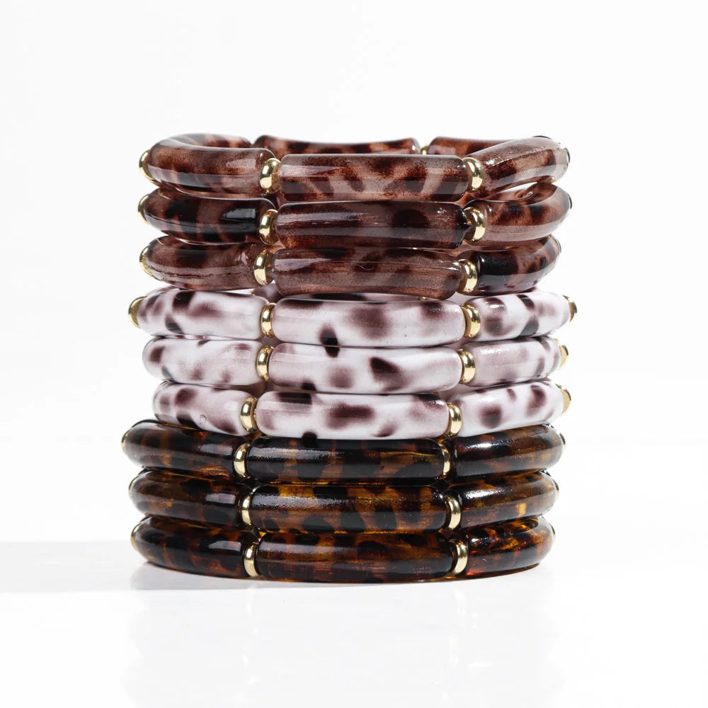 Leopard Luxe Stretch Bracelet 3pc Set - 5 colors - Hello Baabs