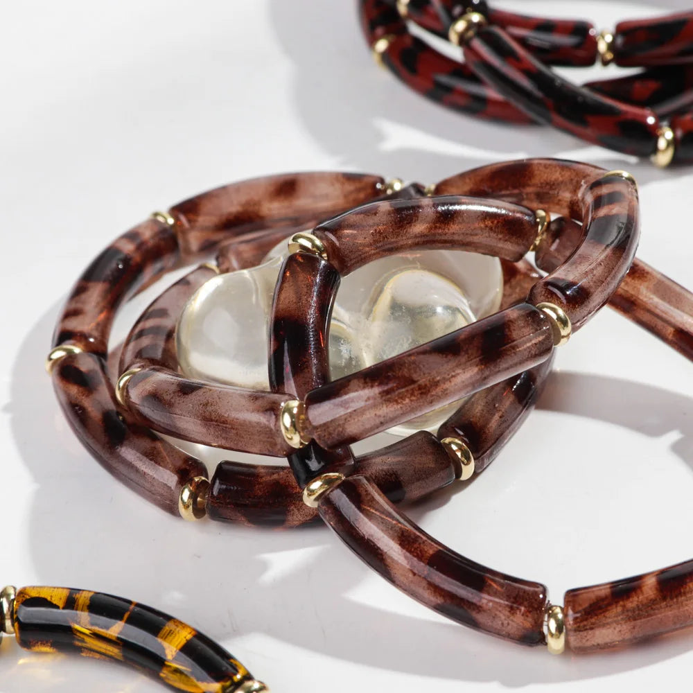 Leopard Luxe Stretch Bracelet 3pc Set - 5 colors - Hello Baabs LLC 