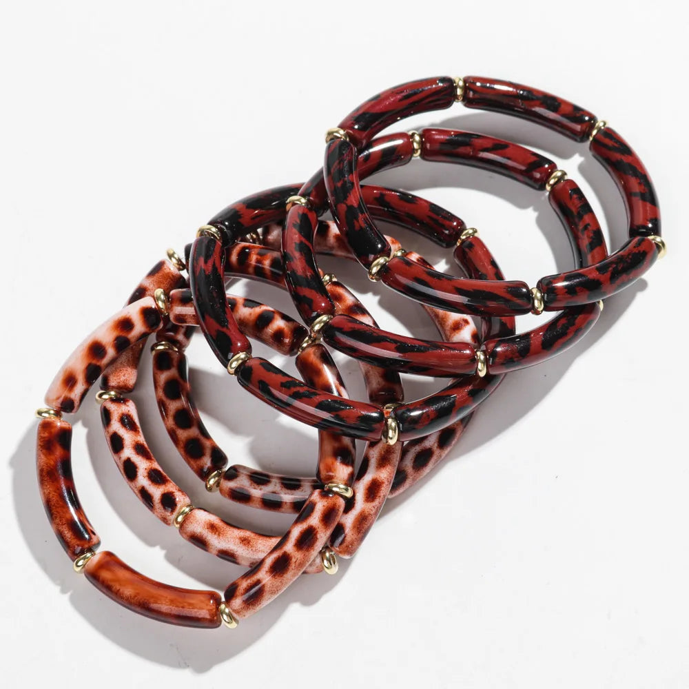 Leopard Luxe Stretch Bracelet 3pc Set - 5 colors - Hello Baabs LLC 
