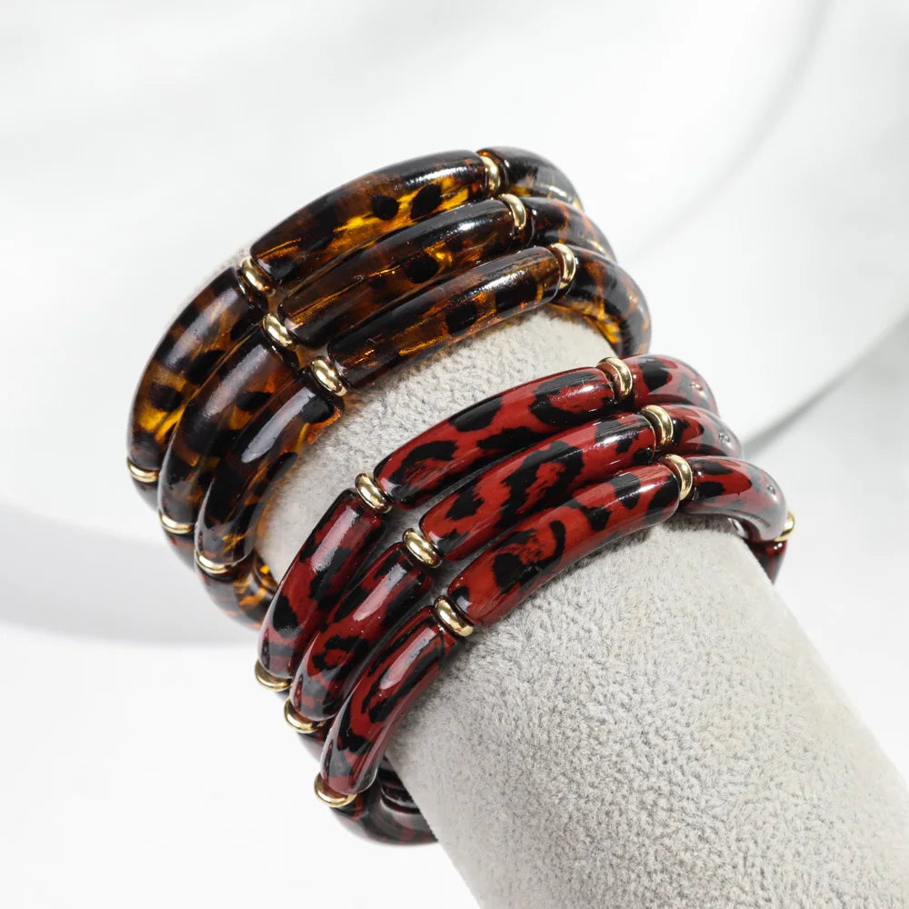 Leopard Luxe Stretch Bracelet 3pc Set - 5 colors - Hello Baabs LLC 