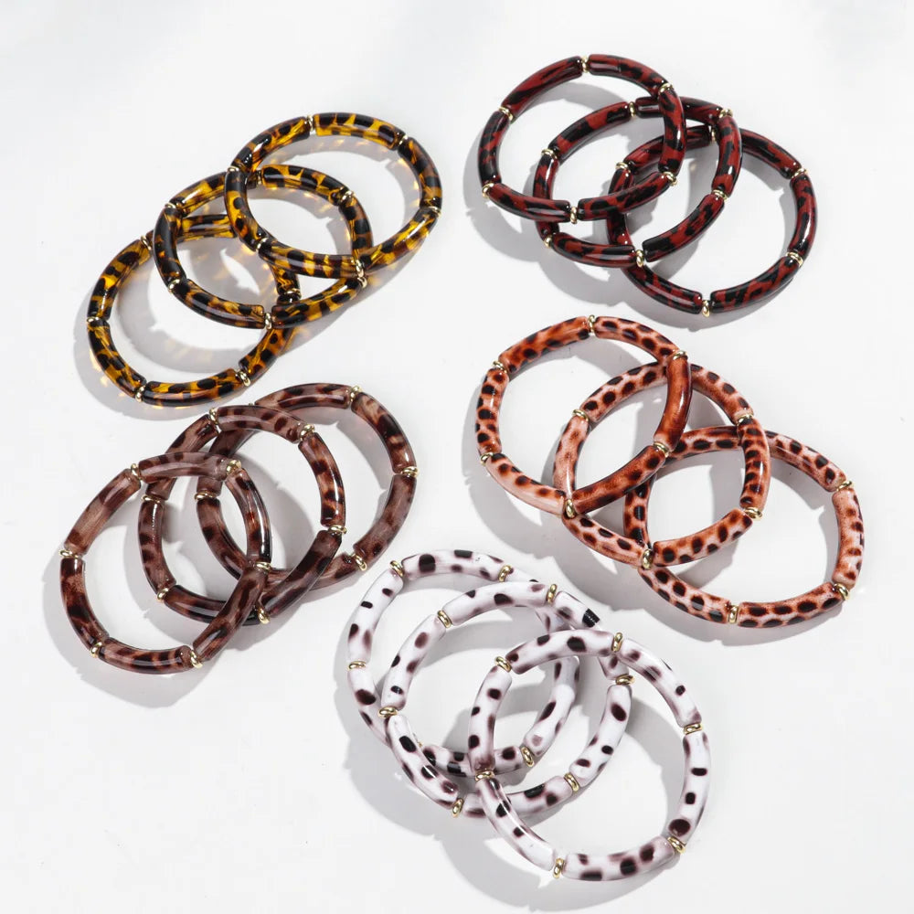 Leopard Luxe Stretch Bracelet 3pc Set - 5 colors - Hello Baabs LLC 