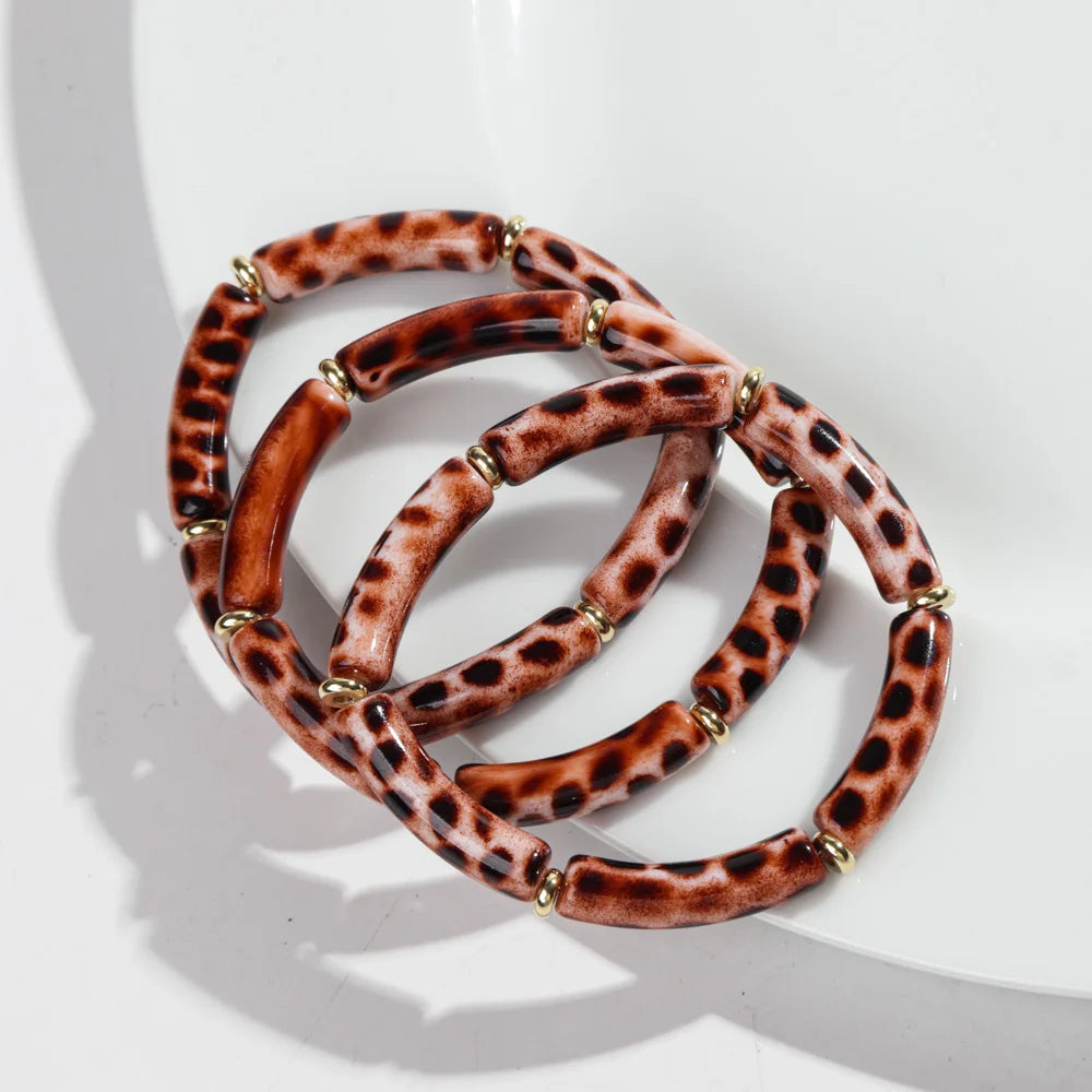 Leopard Luxe Stretch Bracelet 3pc Set - 5 colors - Hello Baabs LLC 