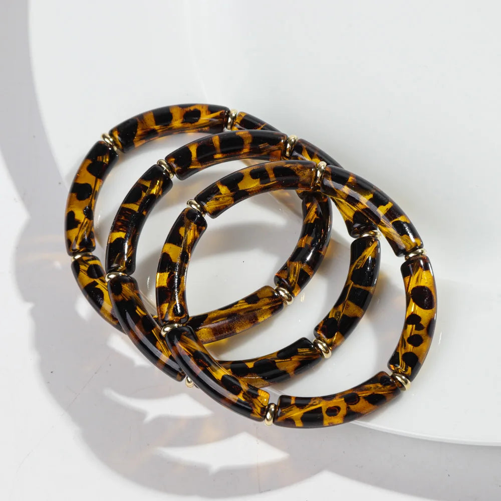 Leopard Luxe Stretch Bracelet 3pc Set - 5 colors - Hello Baabs LLC 