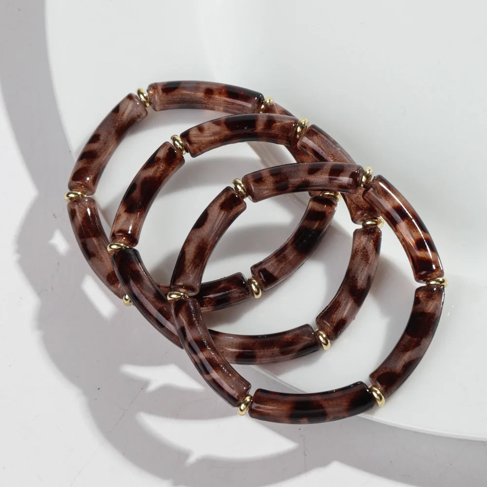 Leopard Luxe Stretch Bracelet 3pc Set - 5 colors - Hello Baabs LLC 