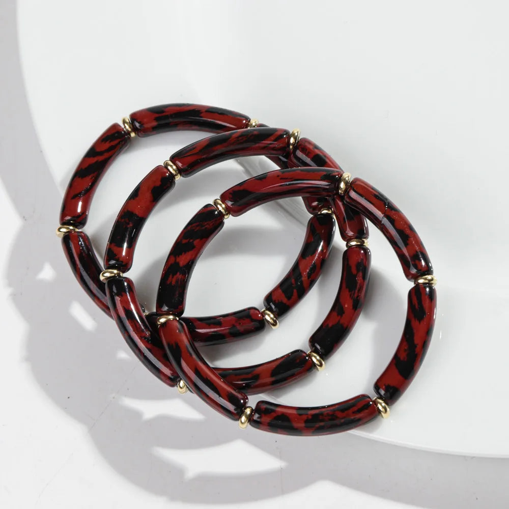 Leopard Luxe Stretch Bracelet 3pc Set - 5 colors - Hello Baabs LLC 