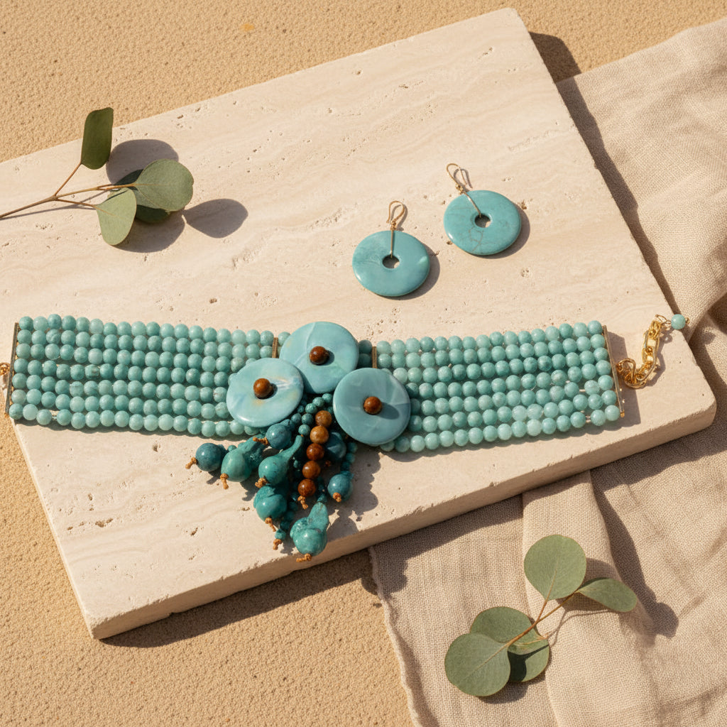 Lush Wave Collar Set (necklace & earrings) - 2 colors - Hello Baabs