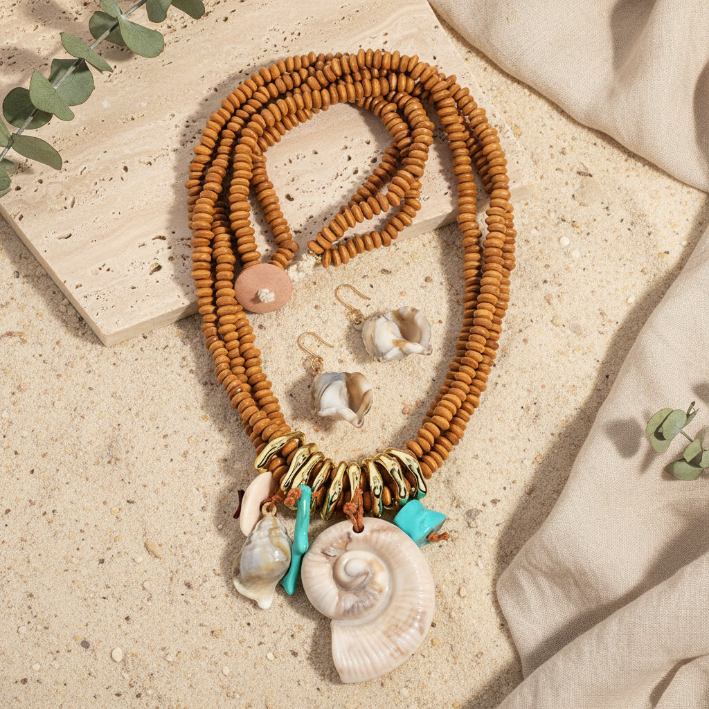 Mariner’s Charm Necklace & Earrings Set - Hello Baabs