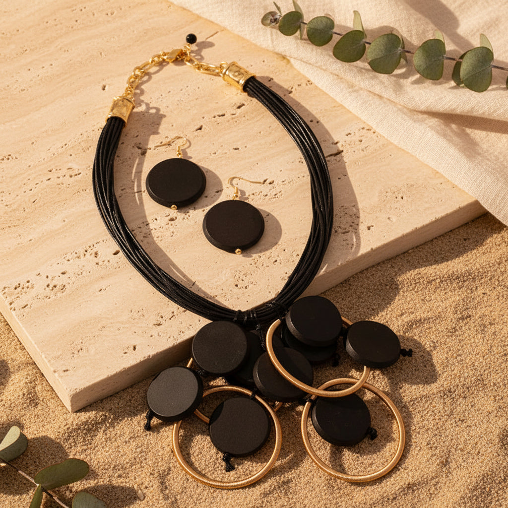 Modwood Fusion Necklace & Earrings Set - Hello Baabs LLC 
