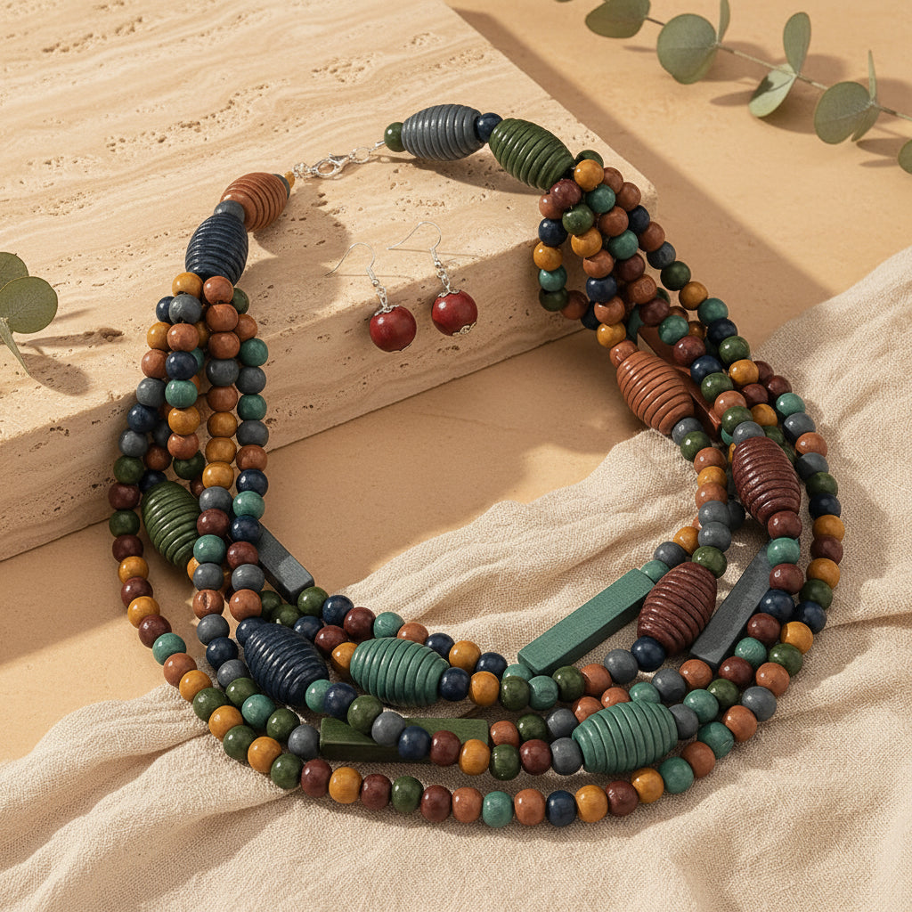 Nature’s Charm Multi-Layer Necklace & Earrings Set - 2 variants - Hello Baabs