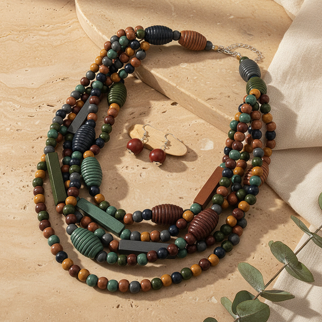 Nature’s Charm Multi-Layer Necklace & Earrings Set - 2 variants - Hello Baabs