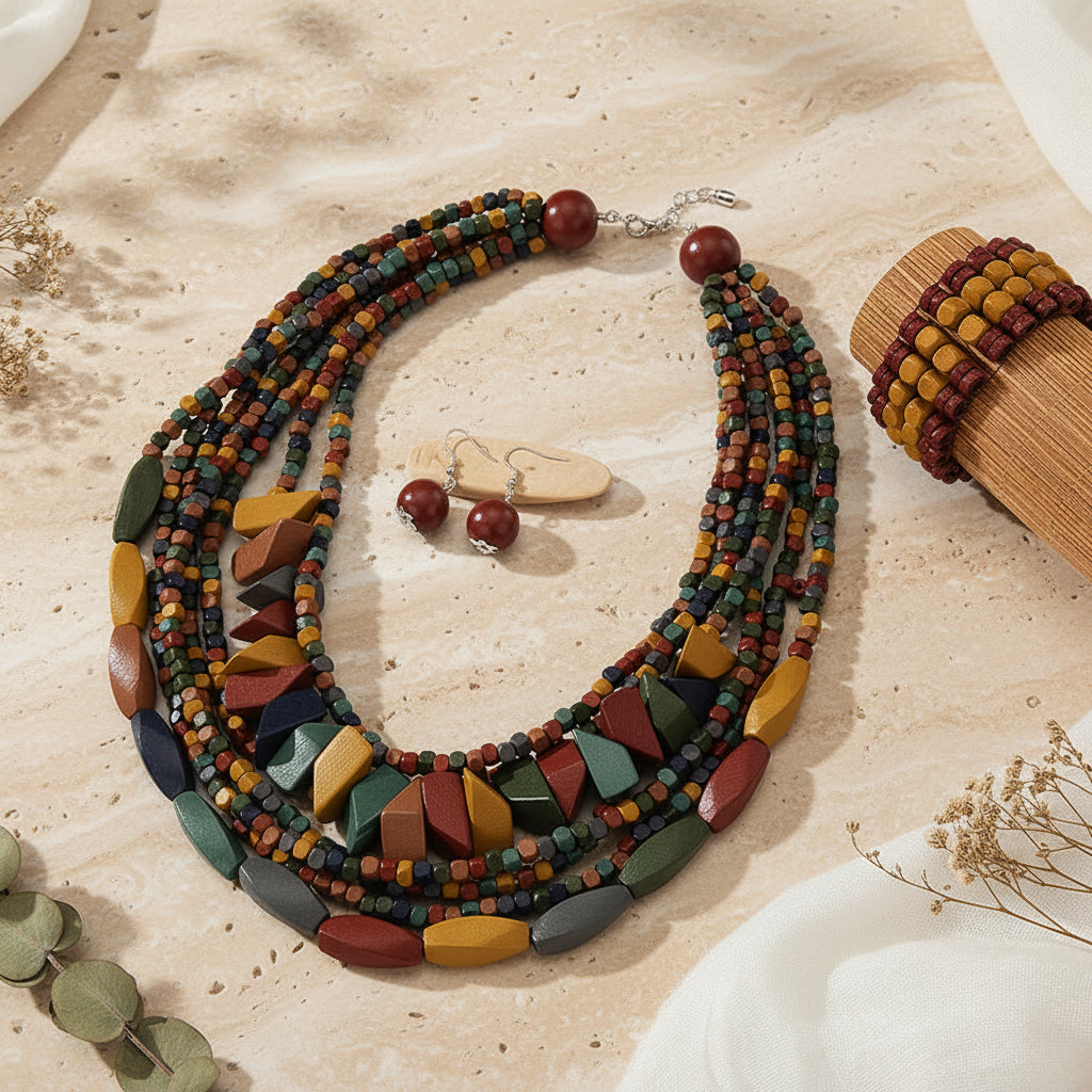 Nature’s Charm Multi-Layer Necklace & Earrings Set - 2 variants - Hello Baabs