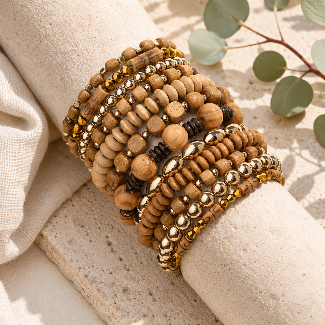 Nature’s Rhythm Stack 12pc Stretch Bracelet Set - Hello Baabs