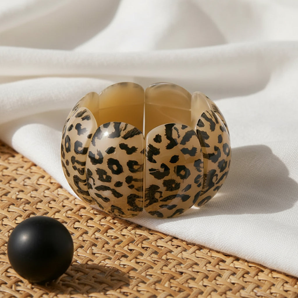 Noir Prowl Leopard Stretch Bracelet - 7 colors - Hello Baabs LLC 