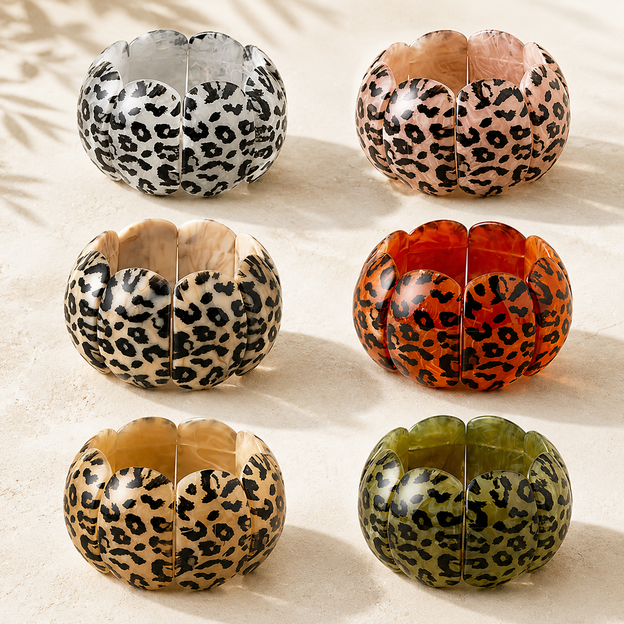 Noir Prowl Leopard Stretch Bracelet - 7 colors - Hello Baabs LLC 