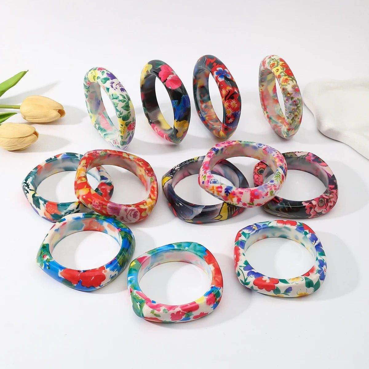 Nomad Blossom Bangle SMALL (2.48" diameter) - 12 variants - Hello Baabs LLC 