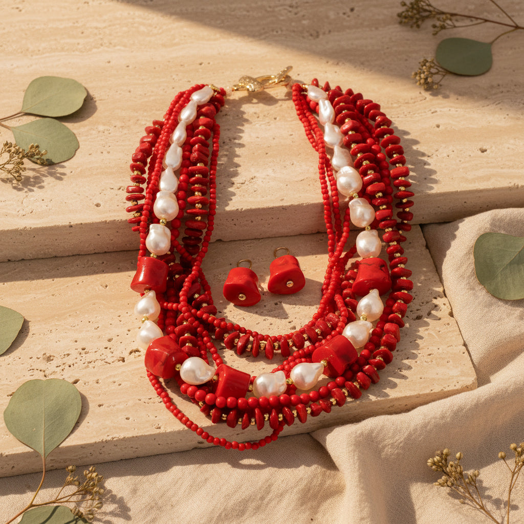 Ocean Muse Layered Necklace & Earrings Set - 2 colors - Hello Baabs