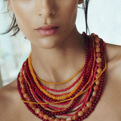 Opulence Unearthed Necklace Orange Red Yellow