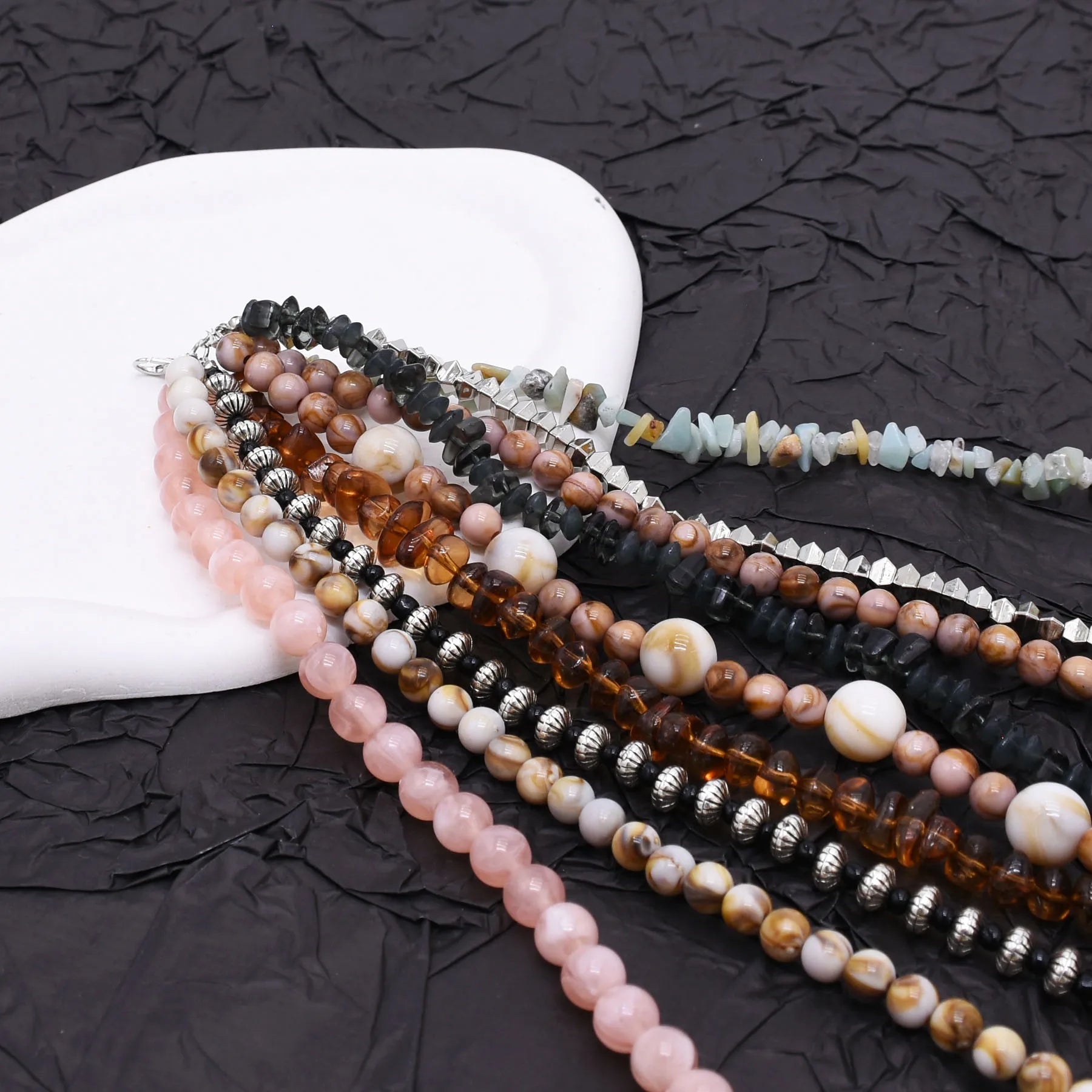 Opulence Unearthed Necklace Pink Brown Black