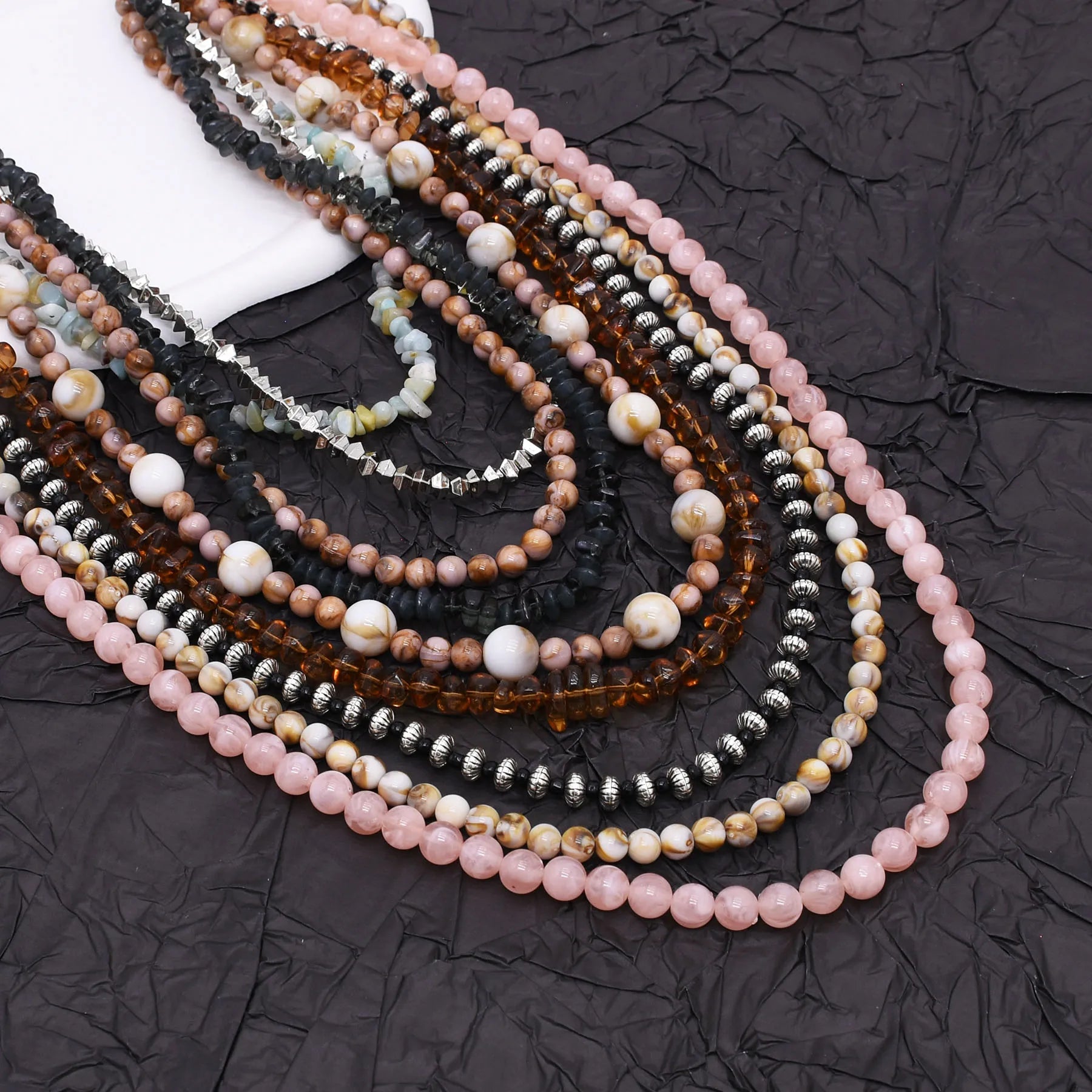 Opulence Unearthed Necklace Pink Brown Black