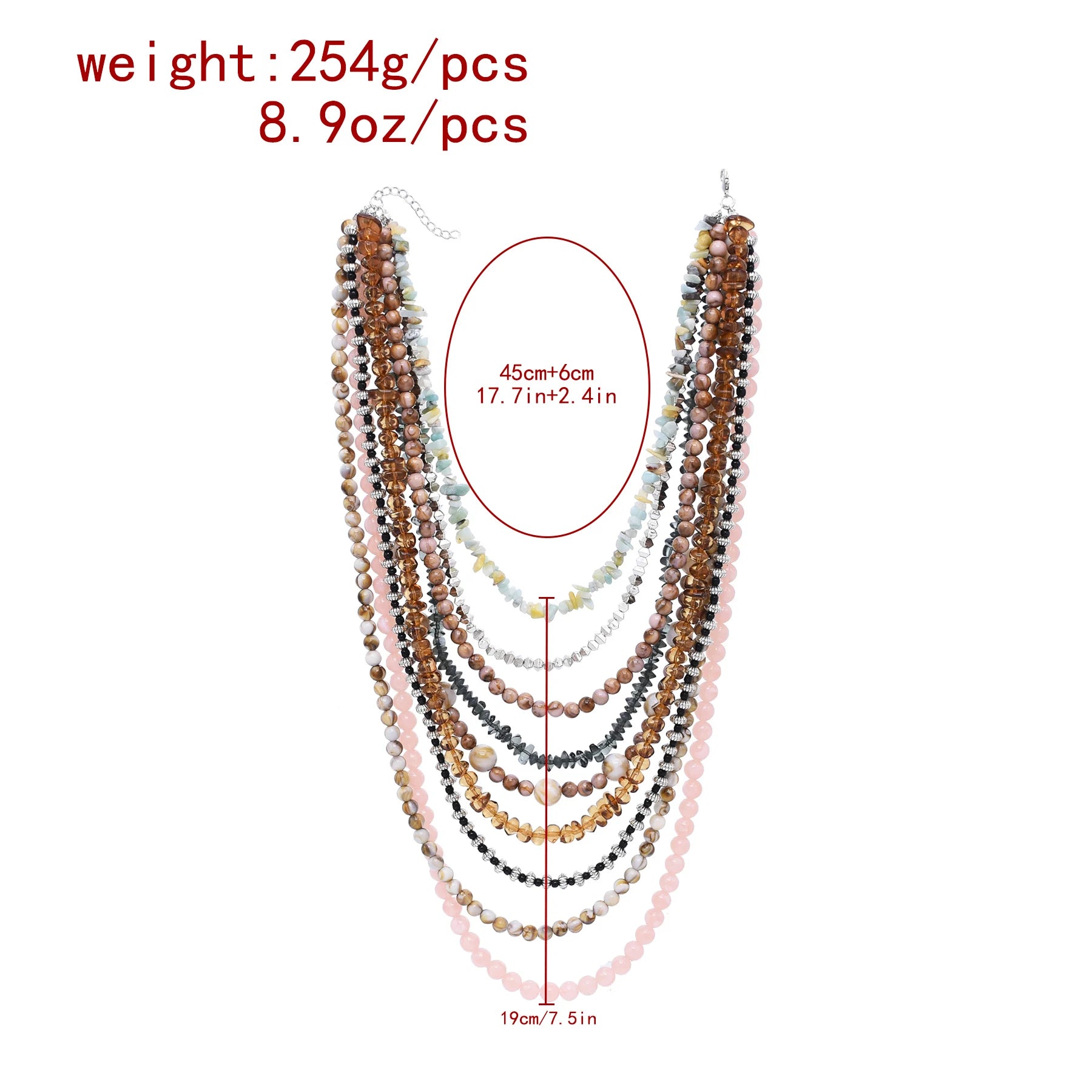 Opulence Unearthed Necklace Pink Brown Black Size