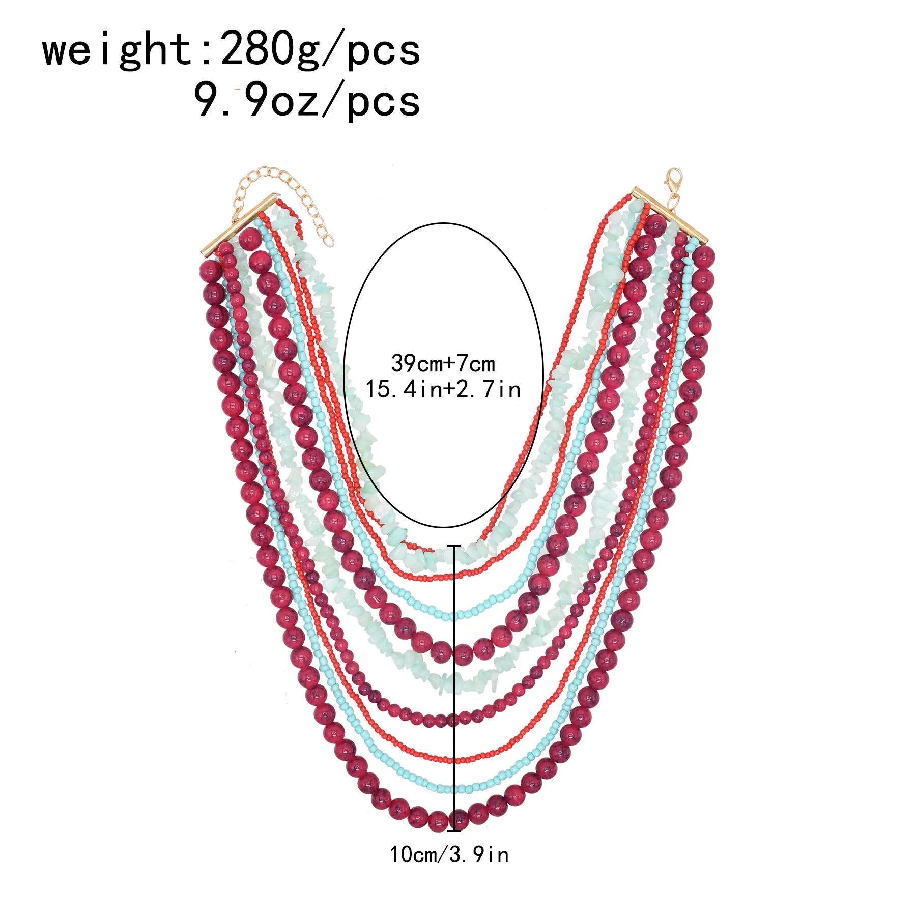 Opulence Unearthed Necklace Rose Pink Cyan Size