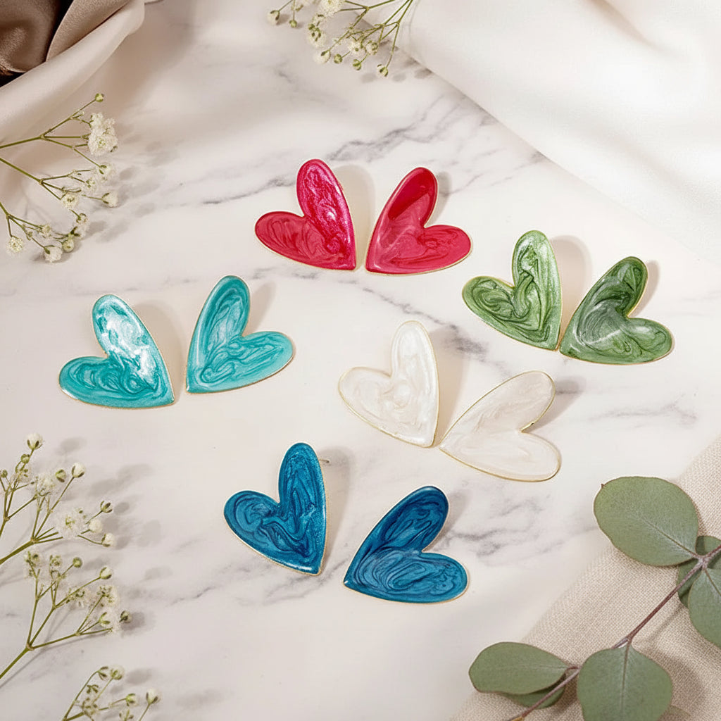 Painted Pulse Heart Studs - 5 colors - Hello Baabs