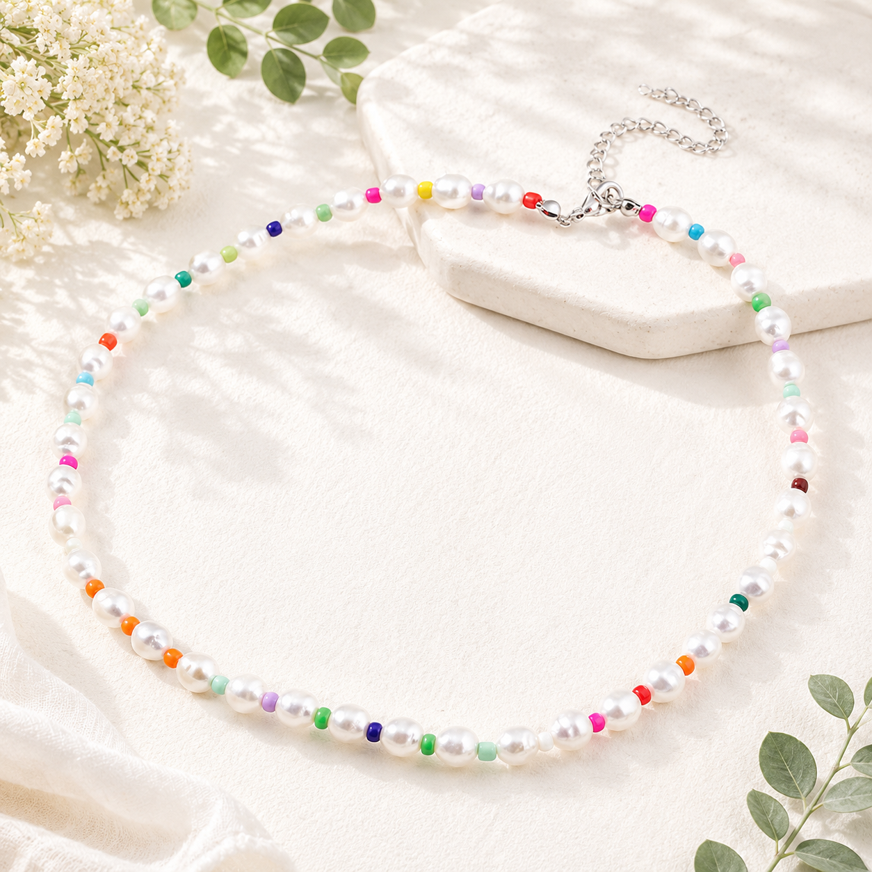 Pearl Beat Rainbow Necklace - Hello Baabs