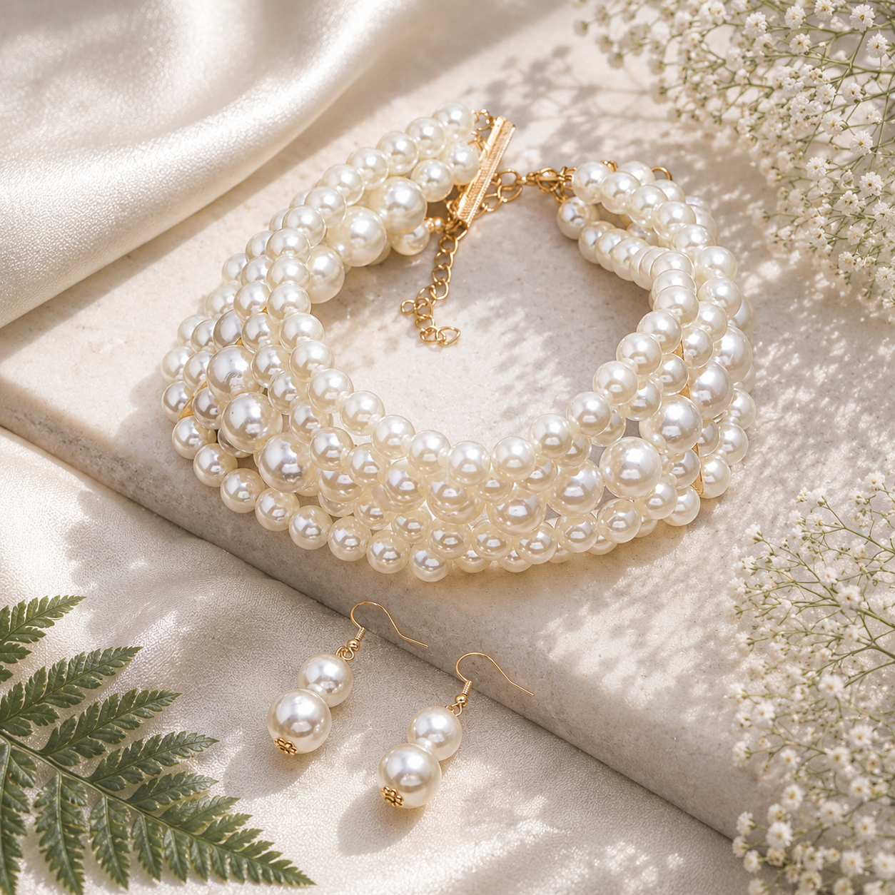 Pearl Encore Collar and Earrings Set - 2 variants - Hello Baabs