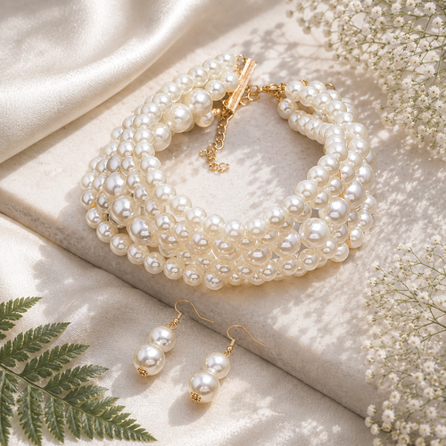Pearl Encore Collar and Earrings Set - 2 variants - Hello Baabs