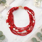 Pearl & Fire Bead Necklace - Hello Baabs LLC 