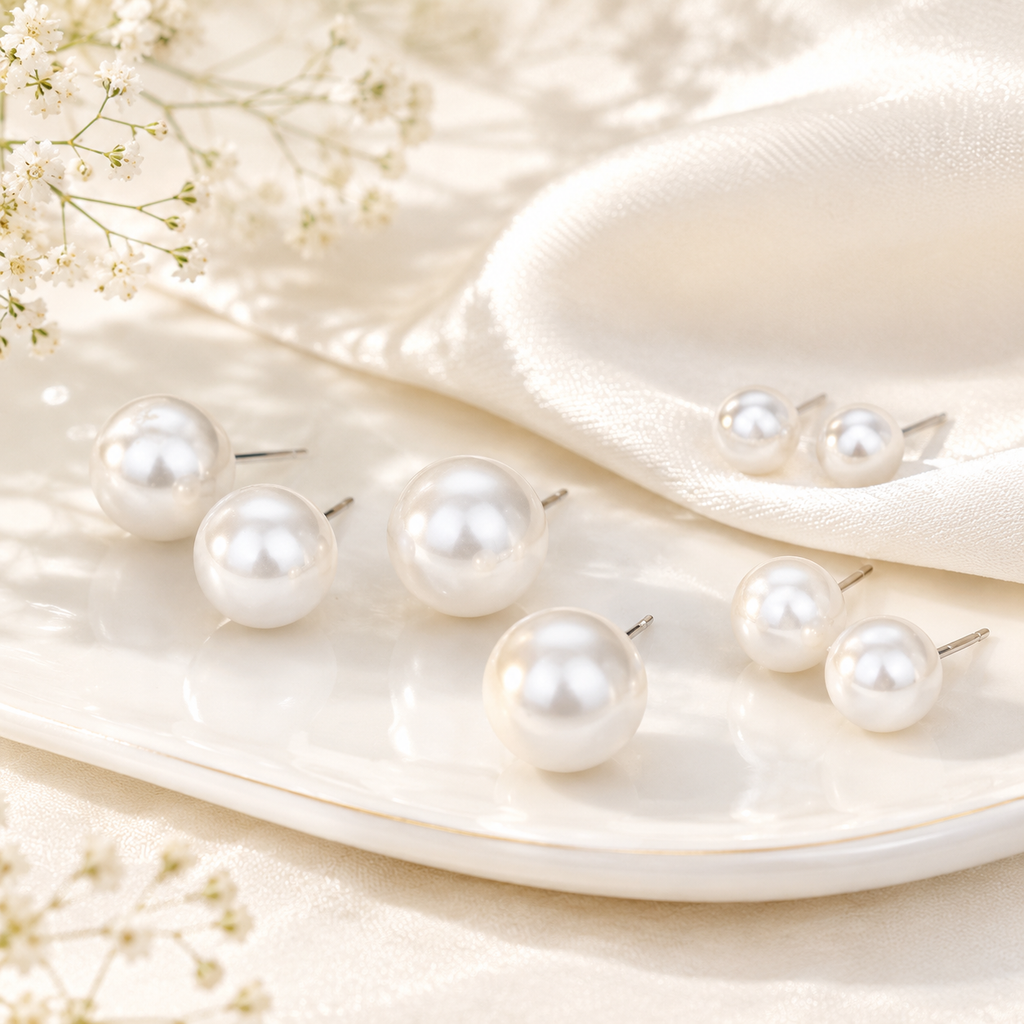Pearl Poise Studs - 4 sizes - Hello Baabs