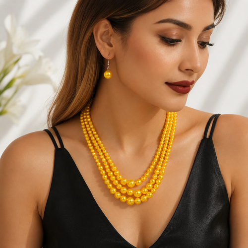 Pearl Symphony Statement Necklace & Earrings Set - 3 colors - Hello Baabs